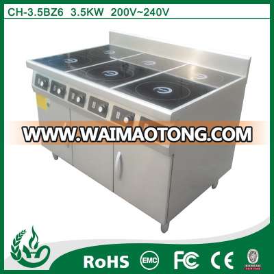 Stainless steel Commercial induction 6 burner electric range